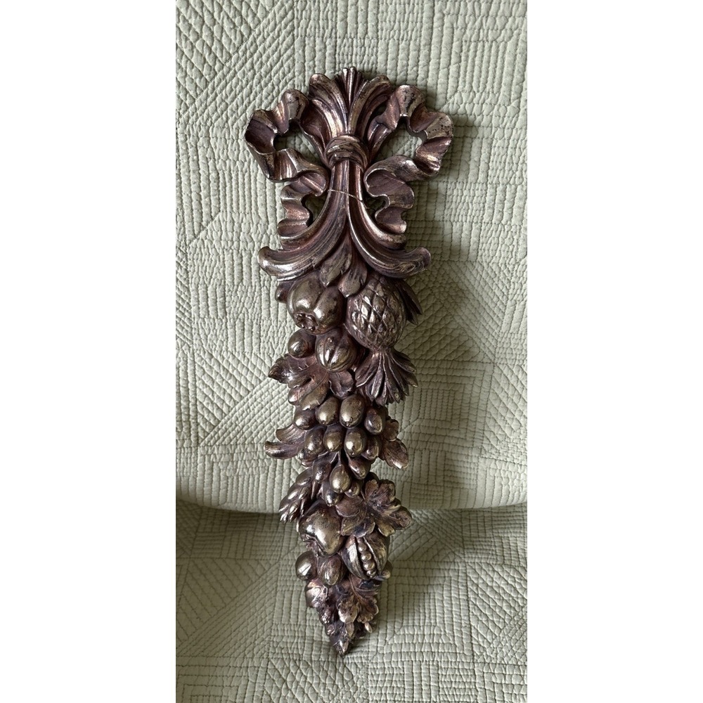 Vintage Syroco Gold Fruit Foliage Wall Plaque 16.25" Hollywood Regency Decor